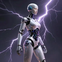 female humanoid robot by Frank frazetta full body profile, trending on artstation, dramatic lightning