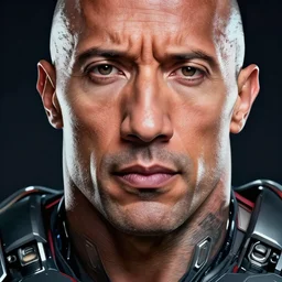 portrait of dwayne johnson wearing cybernetic power armor. extreme fine detail background, highly detailed, detailed eyes, high quality, digital painting, hyperrealistic, by gaston bussiere, j. c. leyendecker, craig mullins