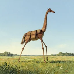a strandbeest in the middle of a field, in the style of Simon Stålenhag