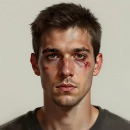 digital painting of a man with a scar under his eyes, highly detailed digital art