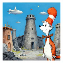 wieliczka salt mine in the style of dr. seuss, starships, painting by albert bierstadt