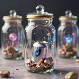 Beautiful jars with metaverses inside. God breaks one of the cans. Super detail, 4k, wow, artstation trending.