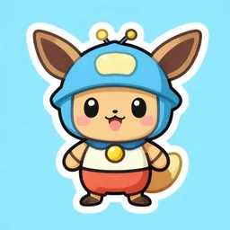 cute miss mascot capumain capumain aipom super hero sticker art, cronobreaker, beeple game icon