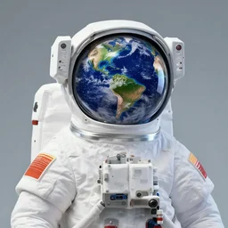 astronaut with earth as head