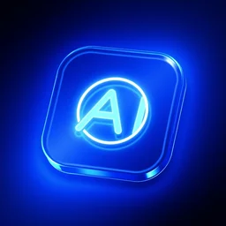 ios app icon for an ai app, blue neon style, stunning