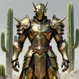 armoured warrior, symmetrical, highly detailed, digital art, cactus themed armour, sharp focus, trending on art station, kentaro miura manga art style