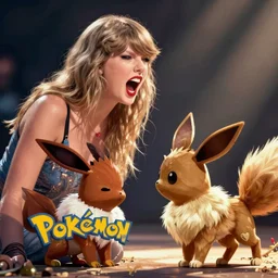 taylor swift gasping at an eevee from pokemon