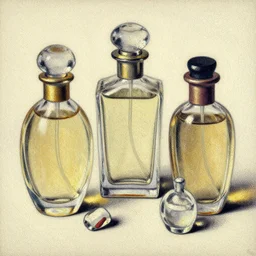 dot art by benday, 1 8 th century perfume bottles, oil painting