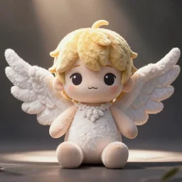 cute fumo plush of an angel of vengance, chibi angel