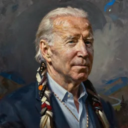 Joe Biden as a Native American, oil painting
