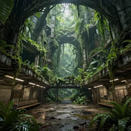 a beautiful hyperdetailed rendering of underground station urbex architecture nature industrial architecture city unfinished building building by tom wright, rainforest fantasy, archdaily, wallpaper, highly detailed, trending on artstation.