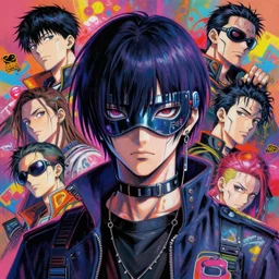 beautiful anime portrait painting of a japanese lo - fi hiphop cyberpunk masked assassin, by james jean, rolf armstrong, james c. christensen, lise deharme, gaston bussiere, j. c. leyendecker, craig mullins. trending on artstation, 8 k, masterpiece, graffiti paint, full of color, intricate detail, golden ratio illustration, face enhance