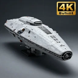 A photo of a real-life Terran battle cruiser , Studio Lighting, High Detail, 4K, Title-Shift, Hyperrealism