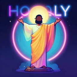 neon holy album cover, cartoon digital painting, detailed, beautiful brush stroke rendering, by beeple, by hayao miyazaki, by takashi murakami, by masahiro ito, 4 k wallpaper