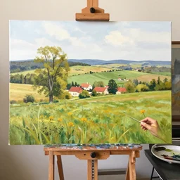 amateur landscape painting of the czech countryside