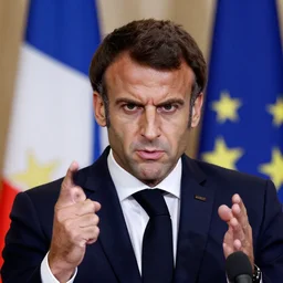 Emmanuel Macron angry, photograph