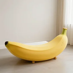 a banana - shaped bed, furniture photography