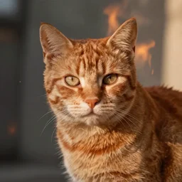 ginger cat, smouldering directed gaze