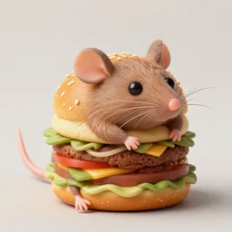 a rat made of tiny hamburgers