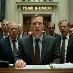 movie film still of a stock market collapse inside of a bank, shocked faced, highly detailed, 4 k, directed by david fincher