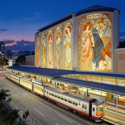 sungai buloh train station, highly intricate matte painting, evening, by stanley artgerm lau, greg rutkowski, thomas kinkade, alphonse mucha, loish, norman rockwell