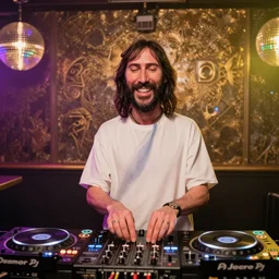 jesus is a disk jockey in a london discotheque