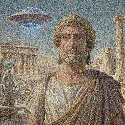 Classical Cartoon movie about an alien invasion Ancient Athens, UFOs, portrait, intricate, 8k highly professionally detailed, HDR, CGsociety