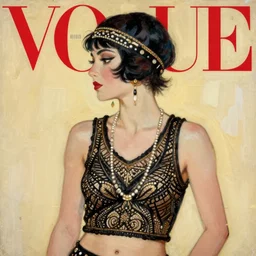 vogue magazine, roaring 2 0 s flapper, greg rutkowski, john singer sargent, anime, trending on artstation, oil painting, crop top, side profile portrait, intricate