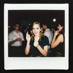 color polaroid of emma watson clubbing candid shot by Tarkovsky