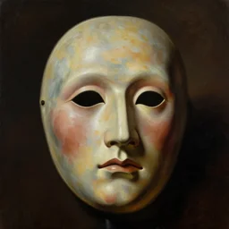 a baroque neoclassicist close - up portrait of an ancient mask. highly detailed science fiction horror painting by norman rockwell, frank frazetta, and syd mead. rich colors, high contrast, gloomy, dark background. artstation