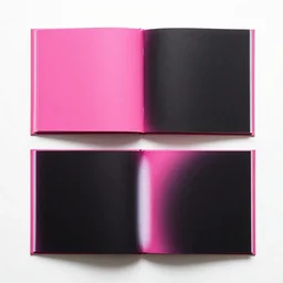 flatlay book collection, vivid colors, dramatic lighting, pink and black
