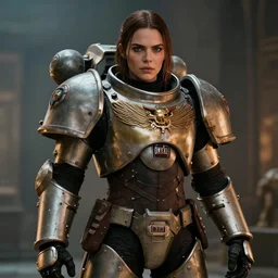 warhammer kendall jenner as female space marine wearing space marine armor cinematic lighting dramatic lighting by annie leibovitz