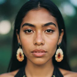 beautiful female portrait, taino, ( ( head shot ) ) haze, artgerm, neo classic, 5 0 mm, sony, puerto rico, symmetrial, face, award winning, makeup, sephora, macro, vouge, national geographic, maybelline, model, gorgeous, traditional, film grain, vsco, bokeh, 8 k, unreal engine