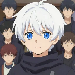 An anime portrait of a white-haired short-haired big-eyed round-faced elf assassin with short hair and (blue eyes), by Stanley Artgerm Lau, WLOP, Rossdraws, James Jean, Andrei Riabovitchev, Marc Simonetti, and Sakimichan, tranding on artstation