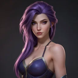 lunarpunk portrait of katarina from league of legends, au naturel, hyper detailed, digital art, trending in artstation, cinematic lighting, studio quality, smooth render, unreal engine 5 rendered, octane rendered, art style by klimt and nixeu and ian sprigger and wlop and krenz cushart.