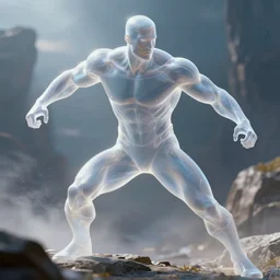 translucent realistic muscular superhero in battle, fantasy digital art, style artstation, style greg rutkowski and frank frazetta, octane render, unreal engine 6, epic game graphics, fantasy, conceptual art, ray tracing
