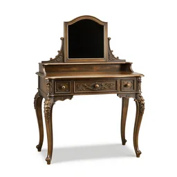 bronze vanity table, commercial catalog photo, isolated on a pure white background, centered, entire object in frame, sharp focus, soft studio lighting