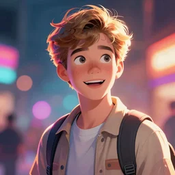surprised marty mcfly, artstation digital illustration portrait, colorful lighting, bokeh, detailed