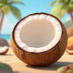 now, the kokonut fruit say my relatives, coconut, coconut, cartoon, cartoon, highly detailed vfx, cinematic, volumetric lighting,