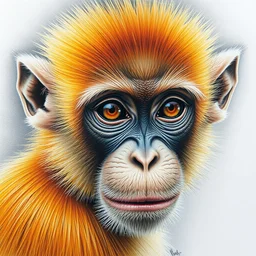 intricate five star honey monkey by monica lee, colored pencil on paper, high detail, skin texture, photo realistic, hyperrealism, matte finish, high contrast, 3 d depth, masterpiece, vivid colors, artstationhd