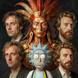 humandesign mohawk projector portrait by gaston bussierre and charles vess and james jean and erik jones and rhads, inspired by rick and morty, epic, funny, huge scale, beautiful fine face features, intricate high details, sharp, ultradetailed