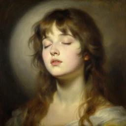 a detailed uplight portrait of am pretty anime girl, eyes closed, uplight, painting by gaston bussiere, craig mullins, j. c. leyendecker