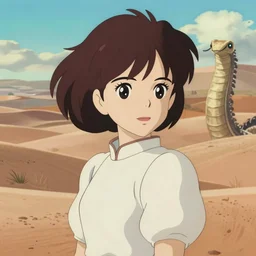 anime art full body portrait character nausicaa by hayao miyazaki concept art, anime key visual of elegant young female, short brown hair and large eyes, finely detailed perfect face delicate features directed gaze, the dune movie sandworm desert background, trending on pixiv fanbox, studio ghibli, extremely high quality artwork cute sparkling eyes kyoto animation scenery pastel colors the dune
