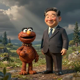 little mr xi jinping by roger hargreaves and jim henson. rust, octane render, unreal engine