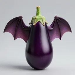 an eggplant with bat wings, high detail