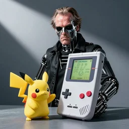 Jack Nicholson as Terminator is playing Pokemon on gameboy