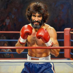 Bob Ross in a boxing ring , Orientalism painting style