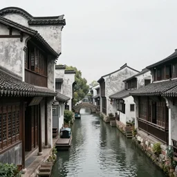 yanhe old street jiangnan water town, chinese ancient street, scattered ancient buildings, famous residence, by architect and authority on the history of chinese architecture and lin huiyin and chen congzhou, trending on artstation