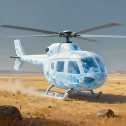 helicopter-shaped ice-block in a savannah, matte fantasy painting, DeviantArt Artstation, by Jason Felix by Steve Argyle by Tyler Jacobson by Peter Mohrbacher, cinematic lighting