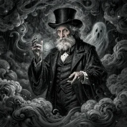 old male magician, ghost, dark fantasy, clouds, rain, wind, intricate, highly detailed, artstation, illustration, jurgens, rutkowski, bouguereau